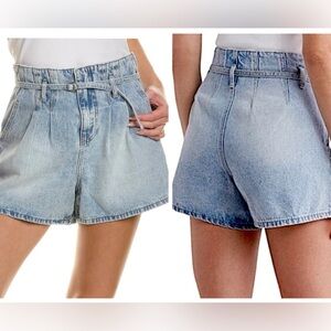 Blank NYC Paperbag High Waist Pleated Paperbag Denim Shorts Size 30 in Payback